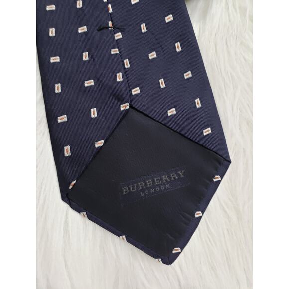 Burberry navy blue made in Italy silk neck tie geometric print simple old money - Picture 3 of 4